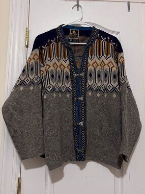 Nesjar Made in Norway Fairisle wool Cardigan M